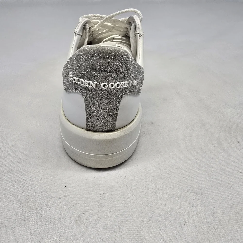 Golden Goose White Leather Pure- Star Low Top Sneakers Size 7us/37eu  Glitter - Picture 13 of 16